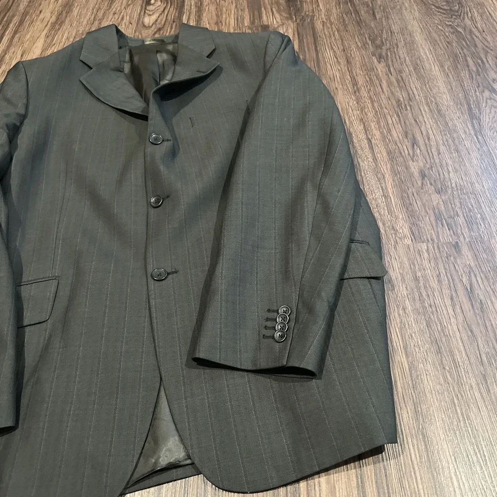 Mens Banana Republic Wool Sports Jacket 46R Gray Pin Striped Blazer